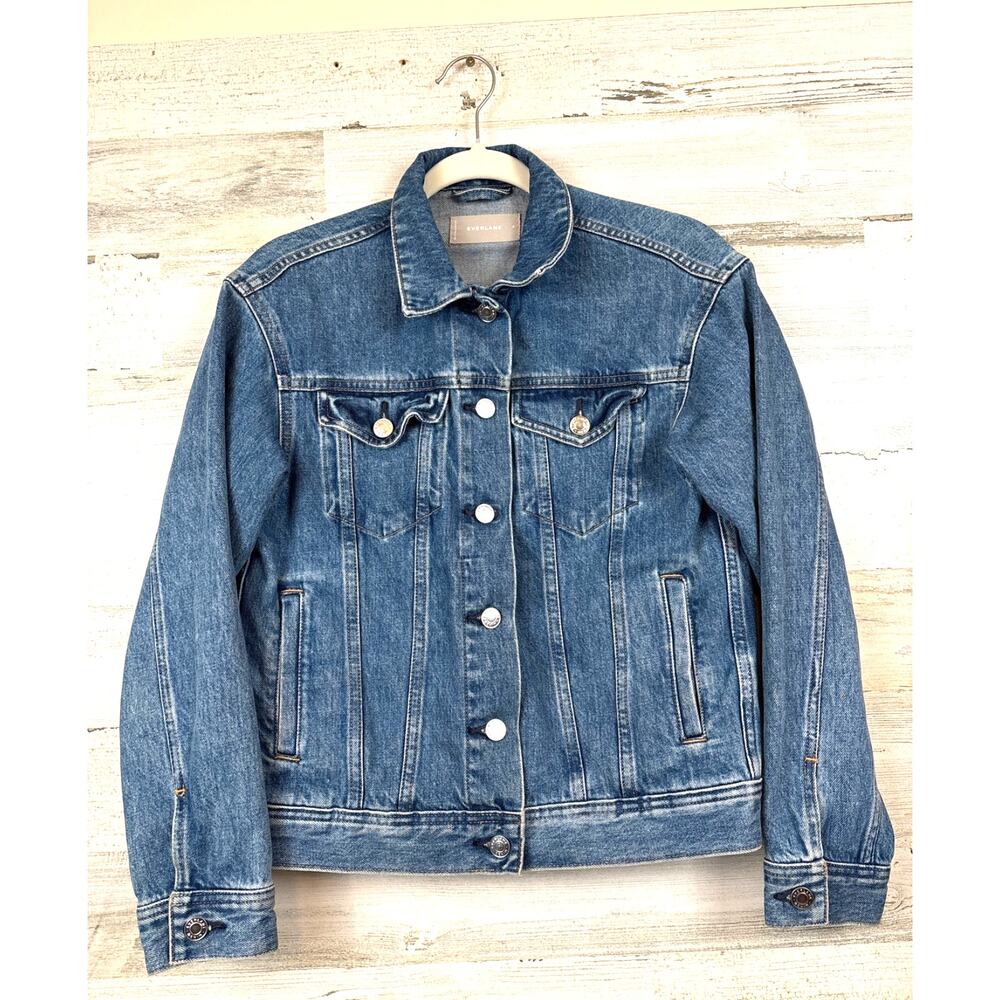 Everlane Blue Denim Moto Rider Jacket Womens XS Classic Cotton Jean Casual